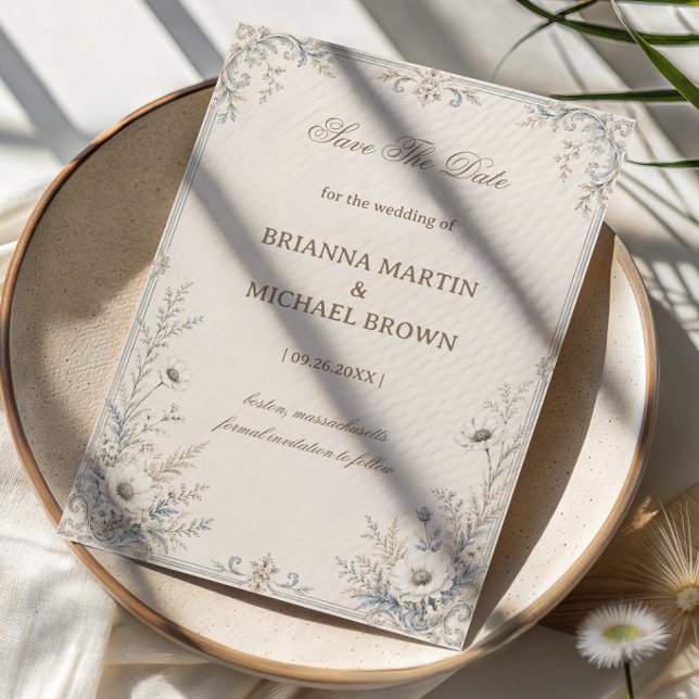 Vintage Frosted Botanical Save The Date (Creator Uploaded)