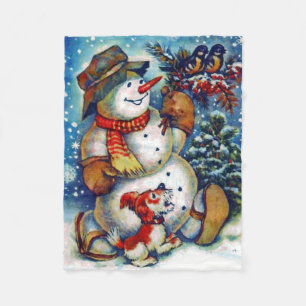 Vintage frosty the snowman Christmas Fleece Blanket