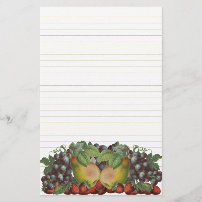 Vintage Fruit Art Stationery Lined (Front)
