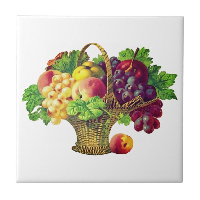 Vintage Fruit Basket no2 Tile (Front)