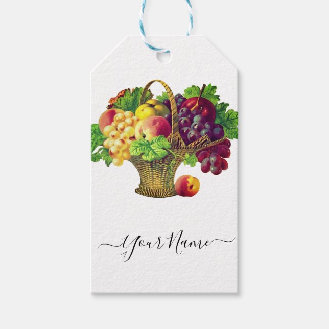 Vintage Fruit Basket - personalized  Gift Tags (Front)
