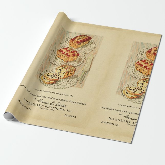 Vintage fruit cake illustration wrapping paper (Unrolled)