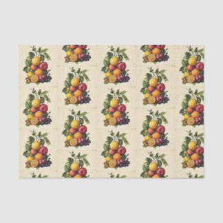 Vintage Fruit Cluster Pattern Seamless Cottagecore Tissue Paper