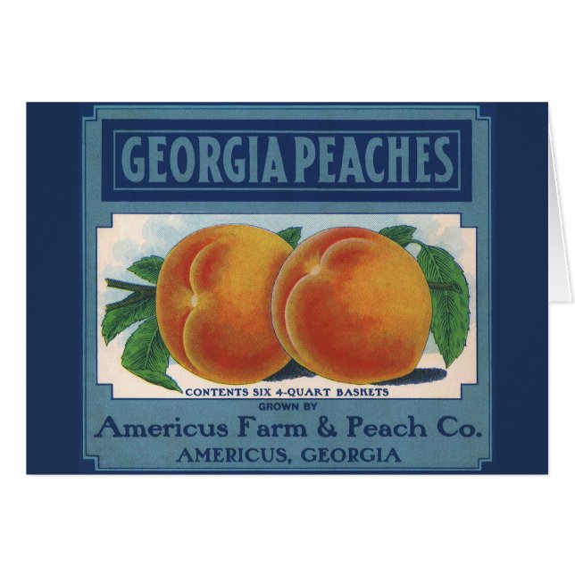 Vintage Fruit Crate Étiquette Art, Georgia Peaches (Devant horizontal)