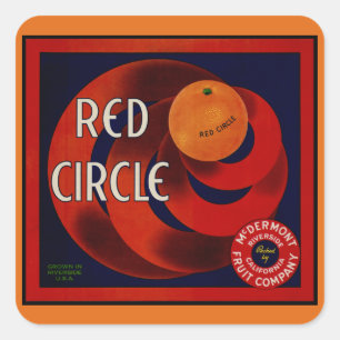 Vintage Fruit Crate Étiquette Art Rouge Cercle Ora