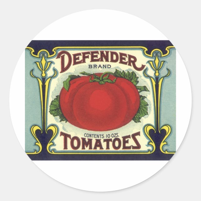Vintage Fruit Crate Label Art, Defender Tomatoes (Front)