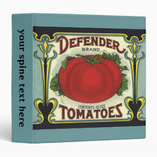 Vintage Fruit Crate Label Art, Defender Tomatoes Binder