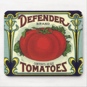 Vintage Fruit Crate Label Art, Defender Tomatoes Mouse Pad