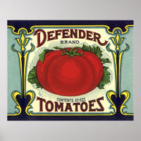 Vintage Fruit Crate Label Art, Defender Tomatoes