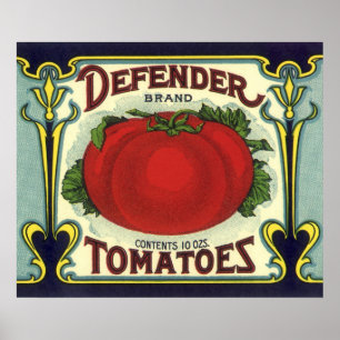 Vintage Fruit Crate Label Art, Defender Tomatoes Poster