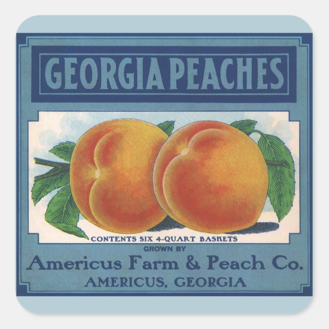 Vintage Fruit Crate Label Art, Georgia Peaches (Front)
