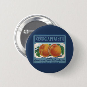 Vintage Fruit Crate Label Art, Georgia Peaches 2 Inch Round Button
