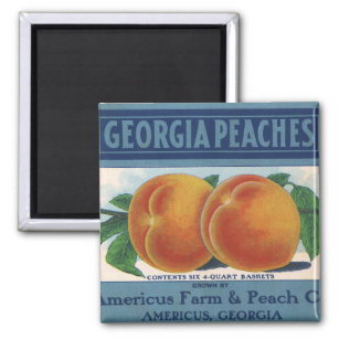 Vintage Fruit Crate Label Art, Georgia Peaches Magnet