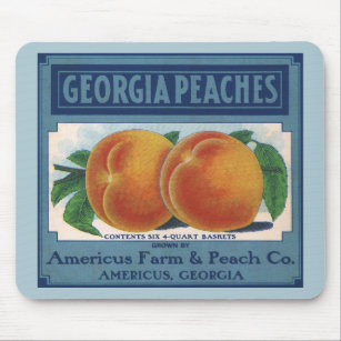Vintage Fruit Crate Label Art, Georgia Peaches Mouse Pad