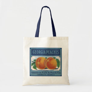 Vintage Fruit Crate Label Art, Georgia Peaches Tote Bag
