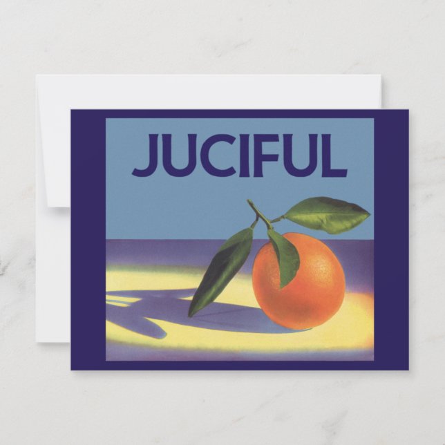 Vintage Fruit Crate Label Art, Juciful Oranges (Front)