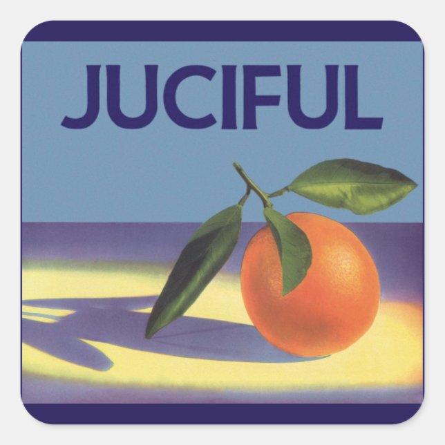 Vintage Fruit Crate Label Art, Juciful Oranges (Front)