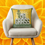 Vintage Fruit Crate Label Art Mr. Grass Asparagus Throw Pillow<br><div class="desc">Vintage illustration fruit crate label art for Mr. Grass Asparagus. Retro fruit crate label featuring an asparagus spear wearing sunglasses.</div>