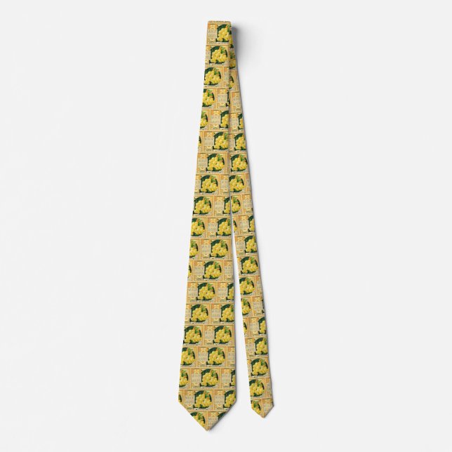 Vintage Fruit Crate Label Art, Muscat Grapes Tie (Front)