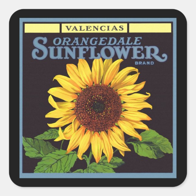 Vintage Fruit Crate Label Art Orangedale Sunflower (Front)