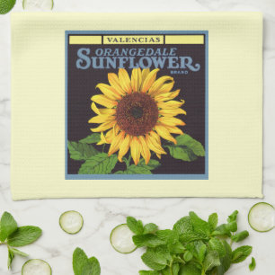 Vintage Fruit Crate Label Art Orangedale Sunflower Kitchen Towel