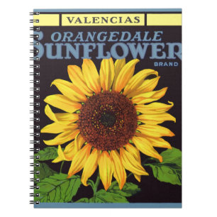 Vintage Fruit Crate Label Art Orangedale Sunflower Notebook