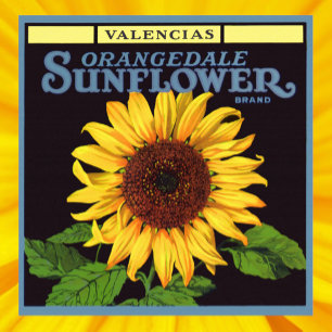 Vintage Fruit Crate Label Art Orangedale Sunflower Poster