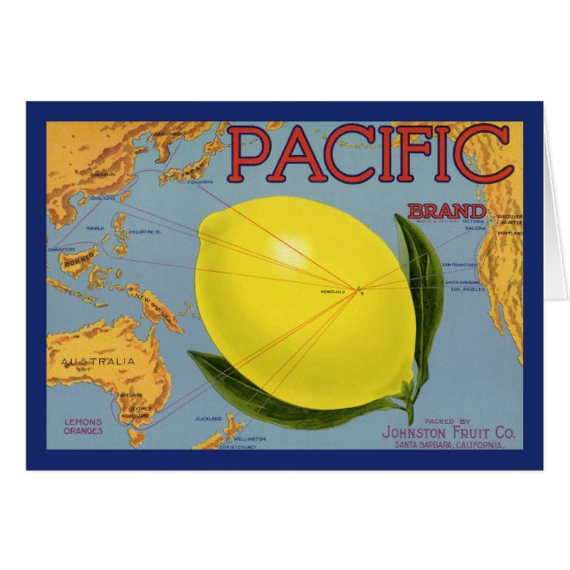 Vintage Fruit Crate Label Art Pacific Lemon Citrus (Front Horizontal)