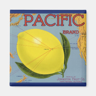 Vintage Fruit Crate Label Art Pacific Lemon Citrus Magnet