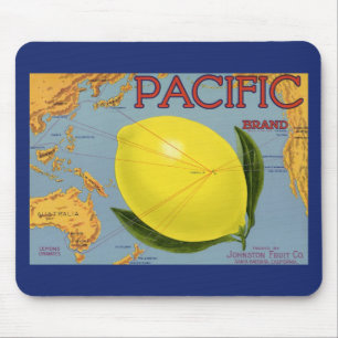 Vintage Fruit Crate Label Art Pacific Lemon Citrus Mouse Pad