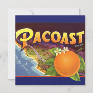 Vintage Fruit Crate Label Art, Pacoast Oranges