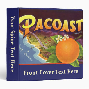 Vintage Fruit Crate Label Art, Pacoast Oranges Binder