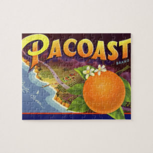 Vintage Fruit Crate Label Art, Pacoast Oranges Jigsaw Puzzle