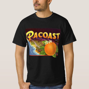 Vintage Fruit Crate Label Art, Pacoast Oranges T-Shirt