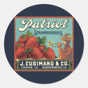 Vintage Fruit Crate Label Art Patriot Strawberries