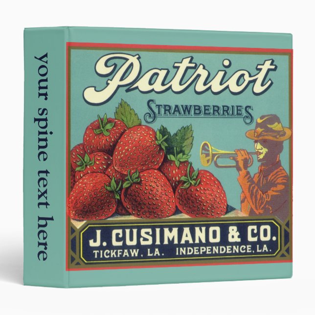 Vintage Fruit Crate Label Art Patriot Strawberries Binder (Front/Spine)