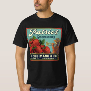 Vintage Fruit Crate Label Art Patriot Strawberries T-Shirt