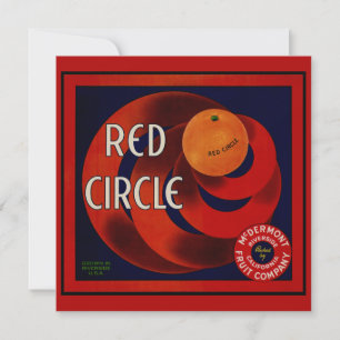 Vintage Fruit Crate Label Art Red Circle Oranges Invitation
