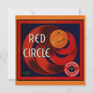 Vintage Fruit Crate Label Art Red Circle Oranges Invitation