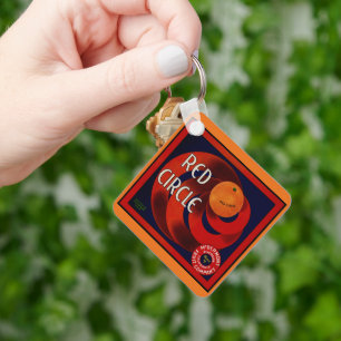 Vintage Fruit Crate Label Art Red Circle Oranges Keychain