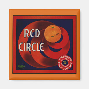 Vintage Fruit Crate Label Art Red Circle Oranges Magnet