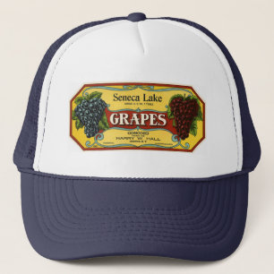 Vintage Fruit Crate Label Art, Seneca Lake Grapes Trucker Hat