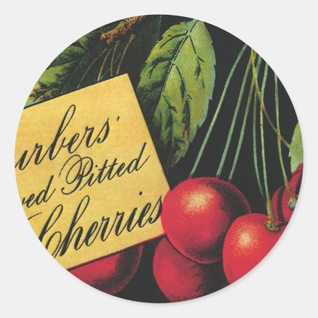 Vintage Fruit Crate Label Art, Thurber Cherries (Front)