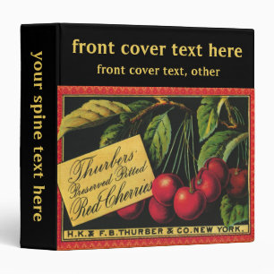 Vintage Fruit Crate Label Art, Thurber Cherries Binder