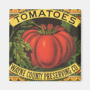 Vintage Fruit Crate Label Art, Wayne Co Tomatoes Magnet