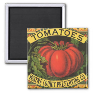 Vintage Fruit Crate Label Art, Wayne Co Tomatoes Magnet