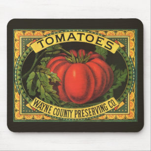Vintage Fruit Crate Label Art, Wayne Co Tomatoes Mouse Pad