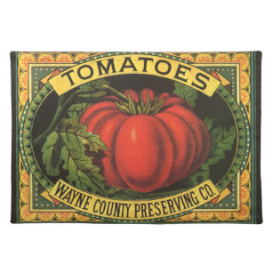 Vintage Fruit Crate Label Art, Wayne Co Tomatoes Placemat