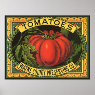 Vintage Fruit Crate Label Art, Wayne Co Tomatoes Poster