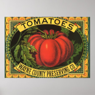 Vintage Fruit Crate Label Art, Wayne Co Tomatoes Poster